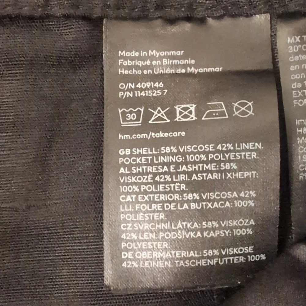 H&M Linen Blend Black Trouser Pants Size 8